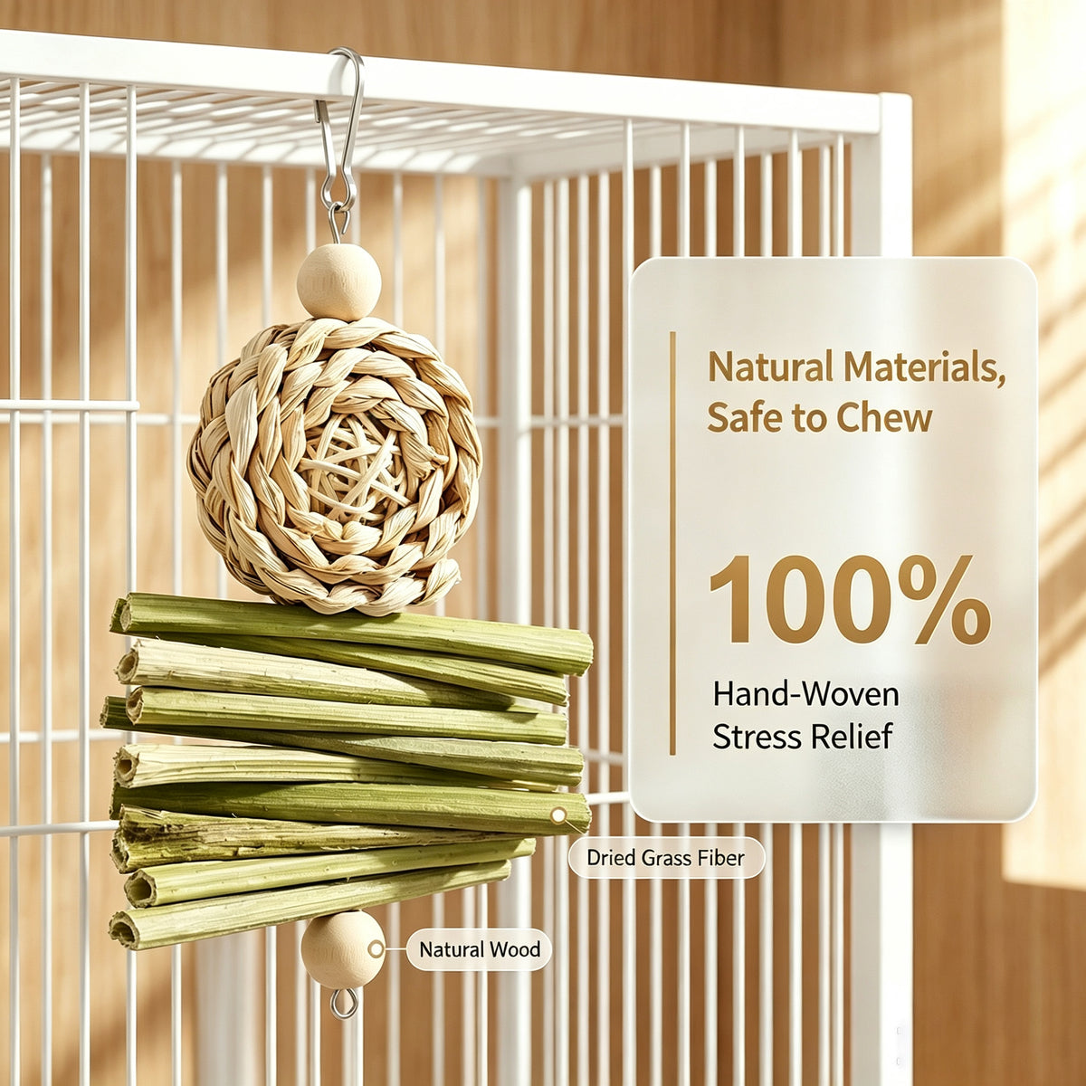 Parrot Bird Toy Natural Coarse Fiber Papaya Stem Grinding Mouth Bite Soothing Toy Tiger Skin Xuan Phoenix Peony Bird Toy