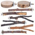 Natural Apple Wood Bird Perch Set, Wooden Platform & Branch Bird Cage Accessories for Parakeet Cockatiel Conure Parrots