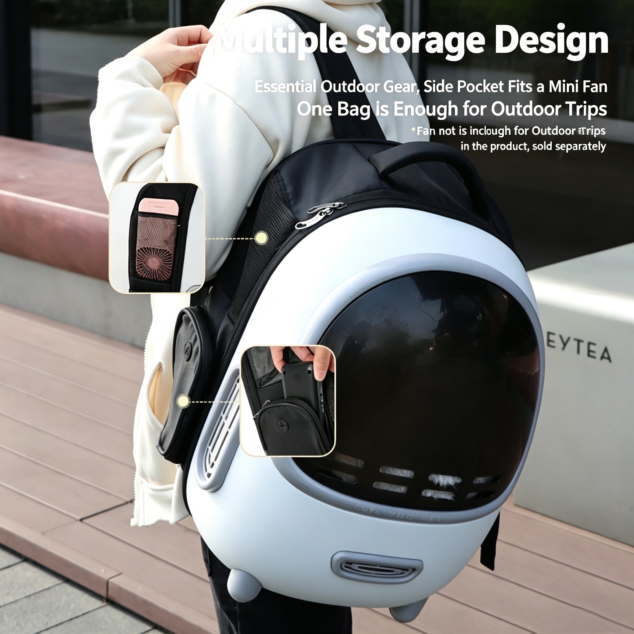 Space Capsule Pet Backpack With Storage Pockets,Convenient Travel Bag For Cats