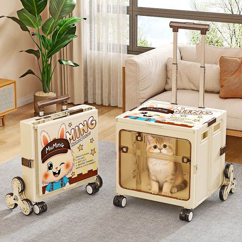 Collapsible Pet Trolley Box,Convenient Outdoor Travel Home for Cats & Small Dogs