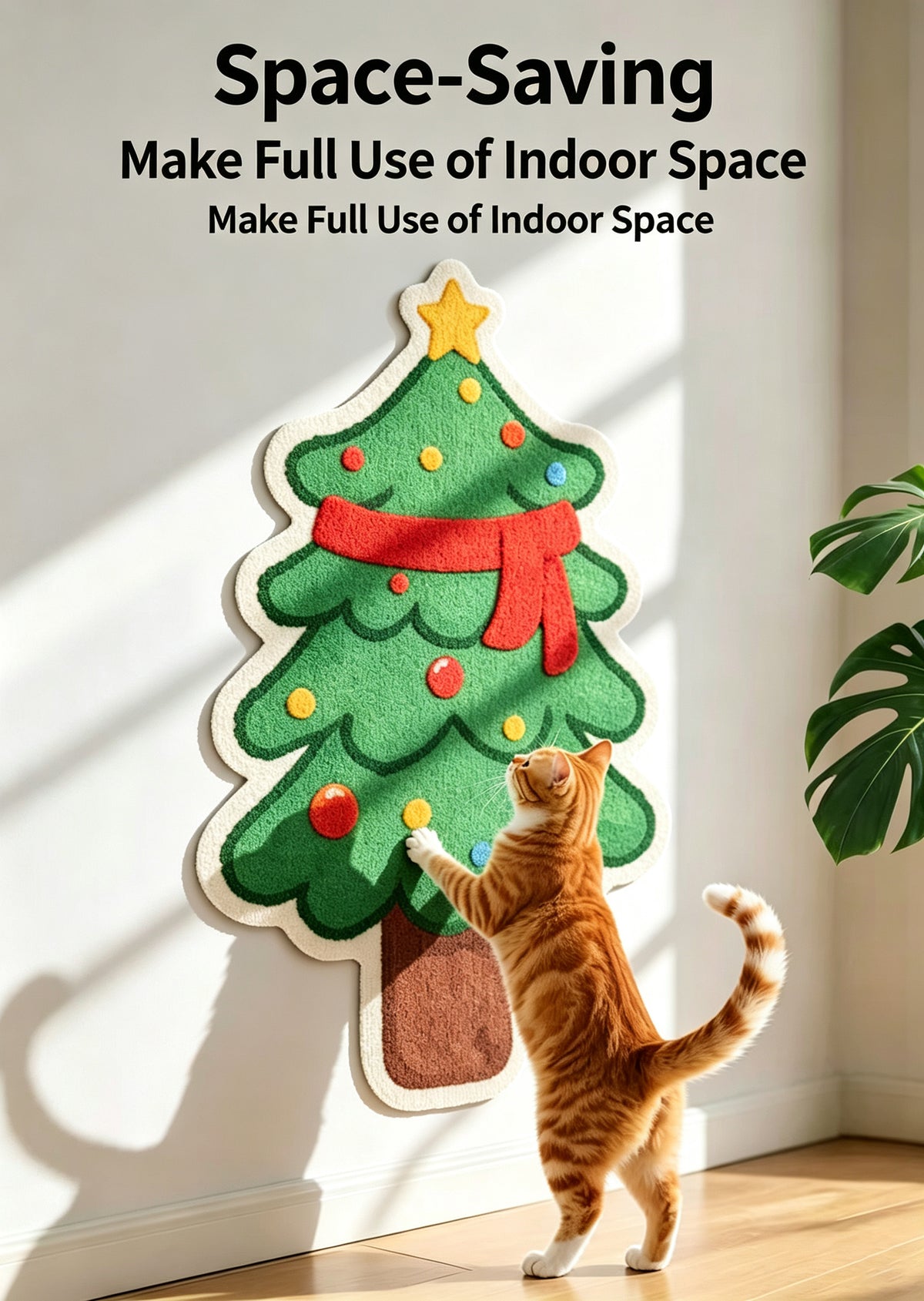 Wall Mount Cat Scratcher Board - Decorative Climbing Sticker