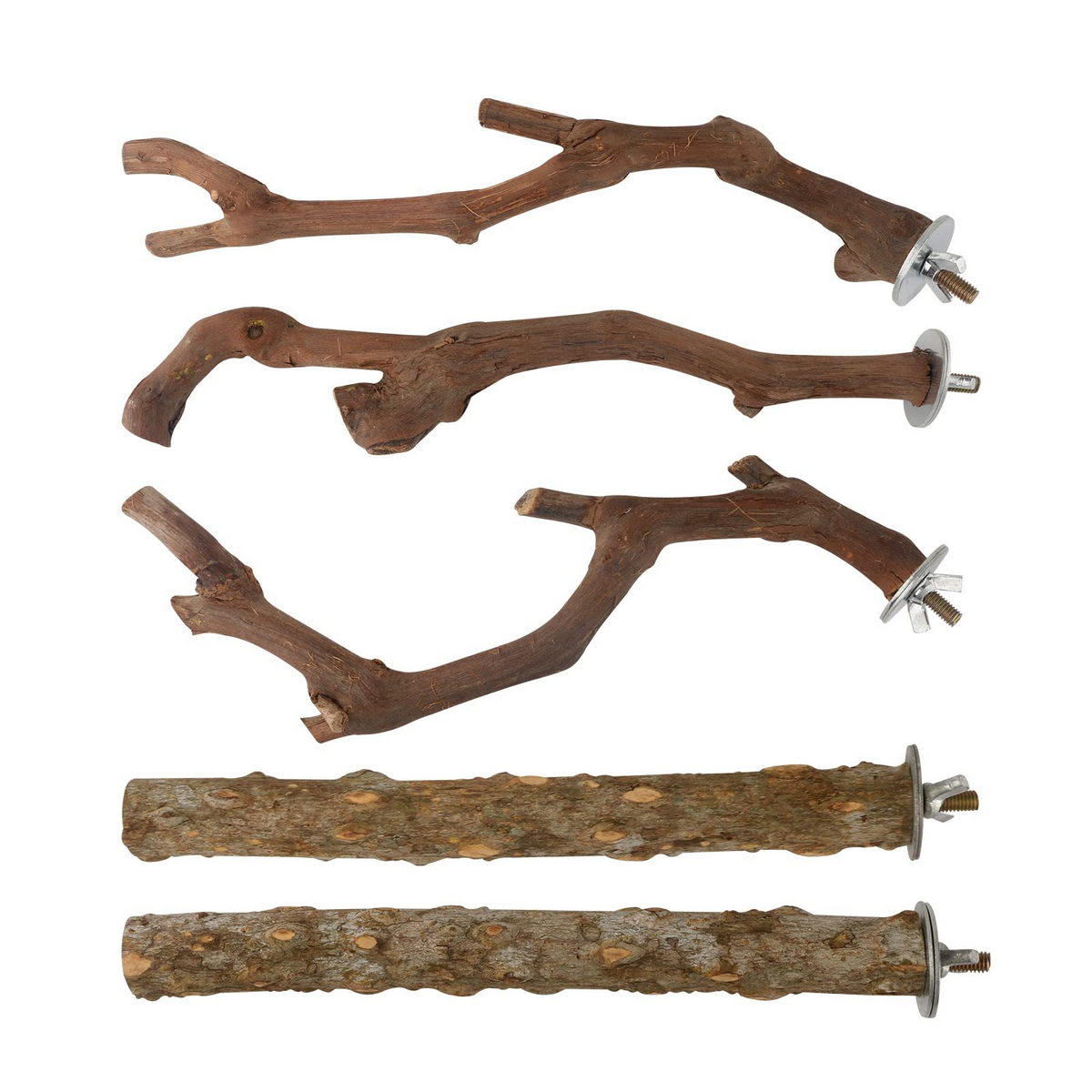Natural Apple Wood Bird Perch Set, Wooden Platform & Branch Bird Cage Accessories for Parakeet Cockatiel Conure Parrots