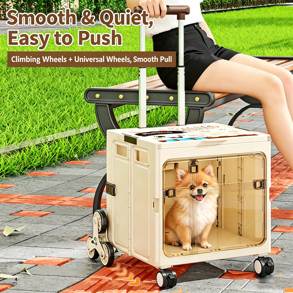 Collapsible Pet Trolley Box,Convenient Outdoor Travel Home for Cats & Small Dogs