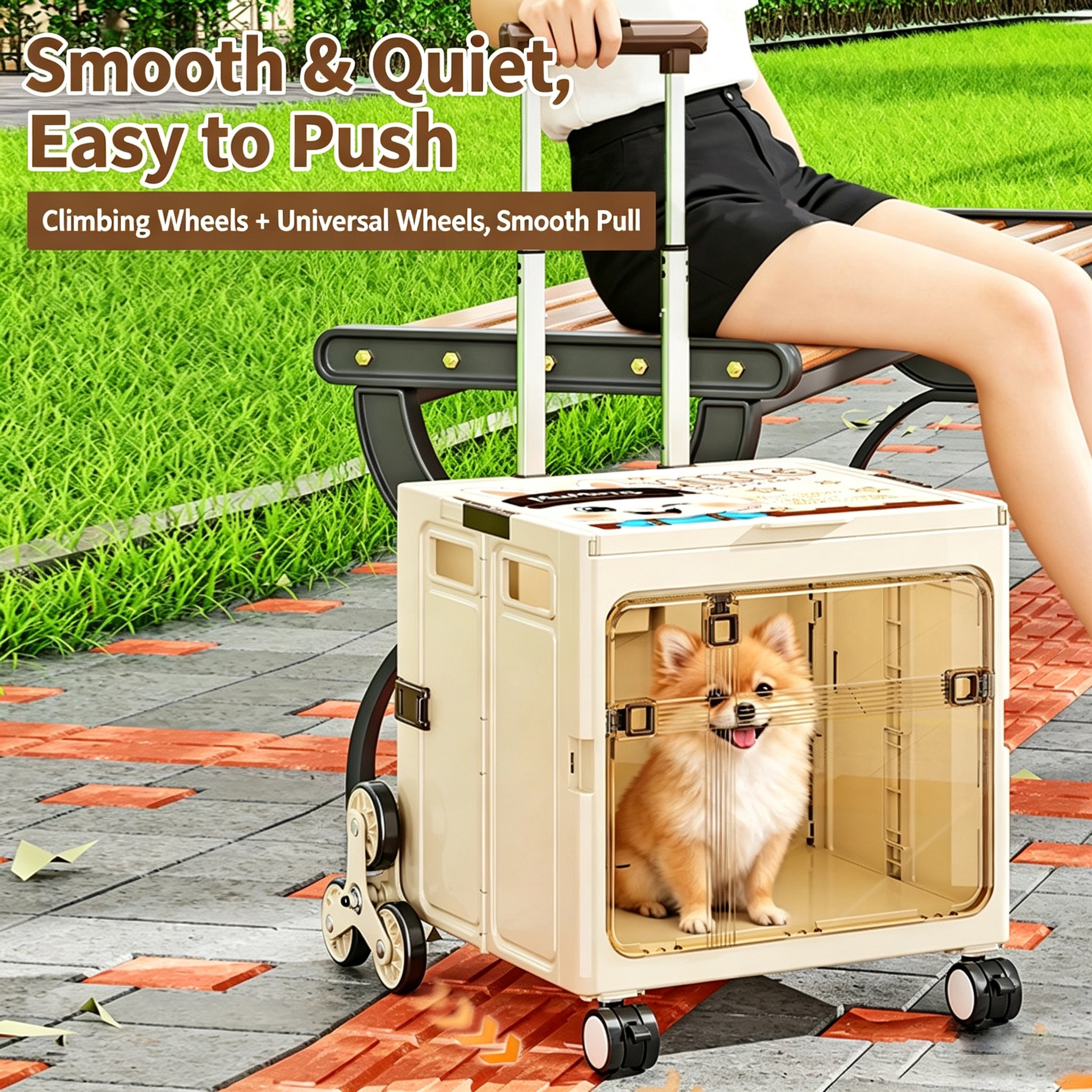 Collapsible Pet Trolley Box,Convenient Outdoor Travel Home for Cats & Small Dogs