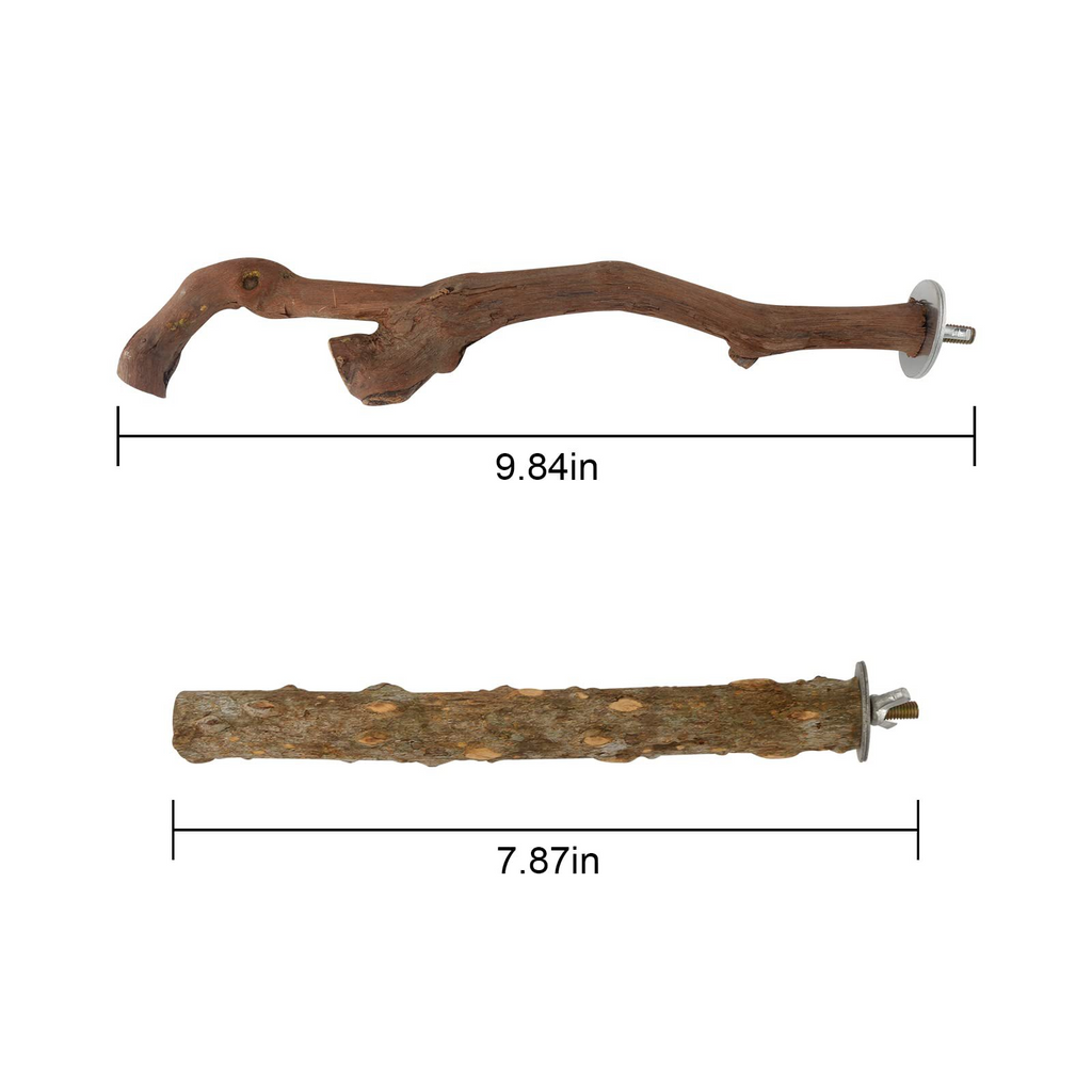 Natural Apple Wood Bird Perch Set, Wooden Platform & Branch Bird Cage Accessories for Parakeet Cockatiel Conure Parrots