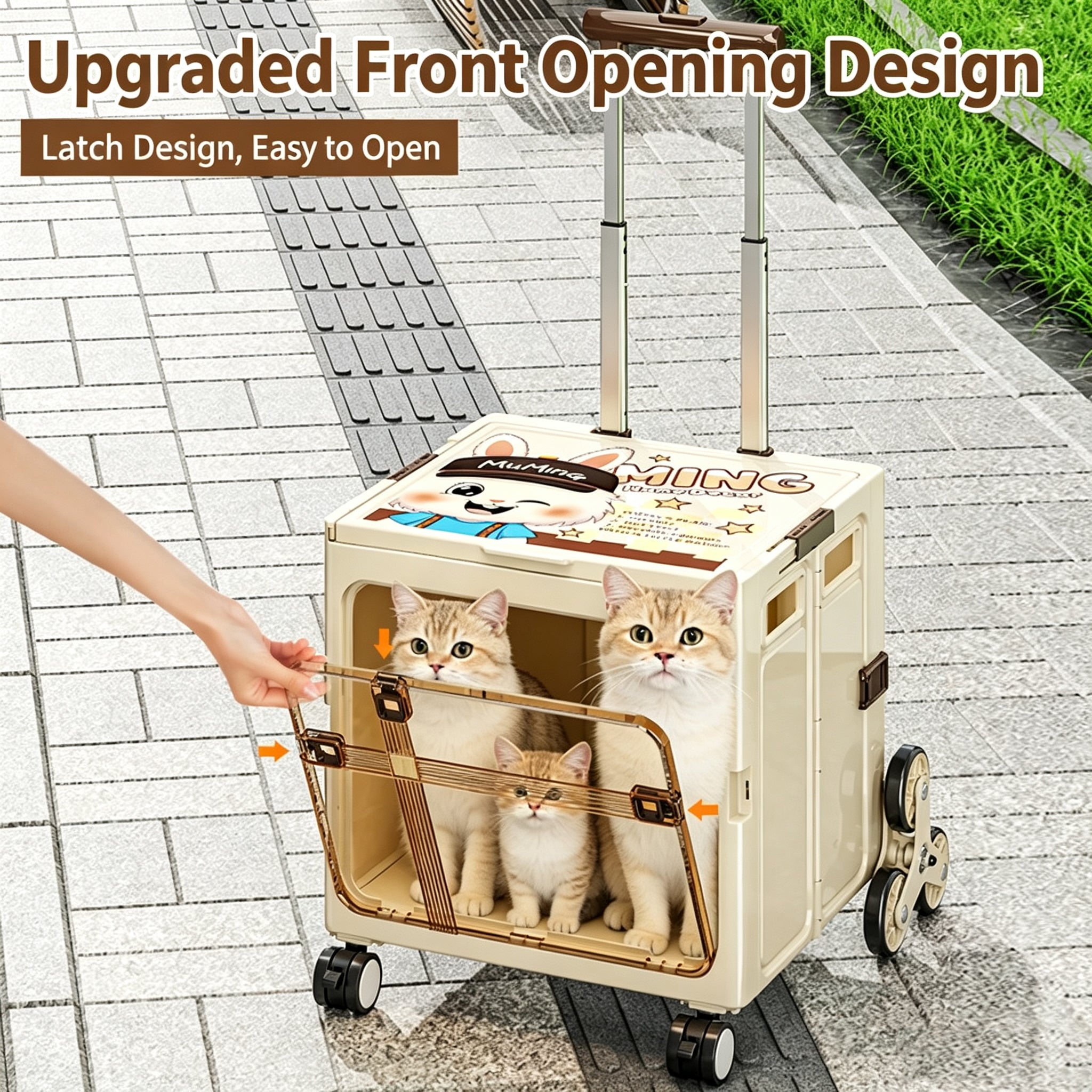 Collapsible Pet Trolley Box,Convenient Outdoor Travel Home for Cats & Small Dogs