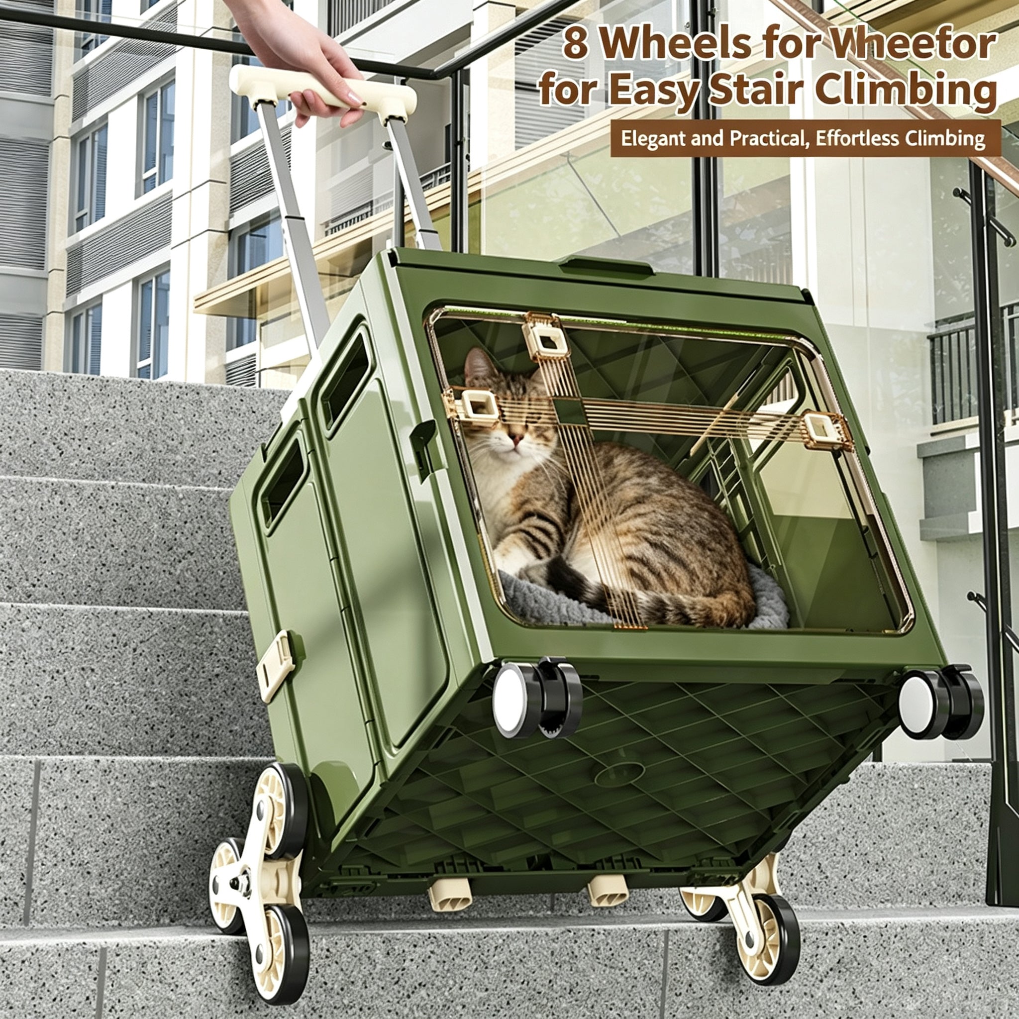 Collapsible Pet Trolley Box,Convenient Outdoor Travel Home for Cats & Small Dogs