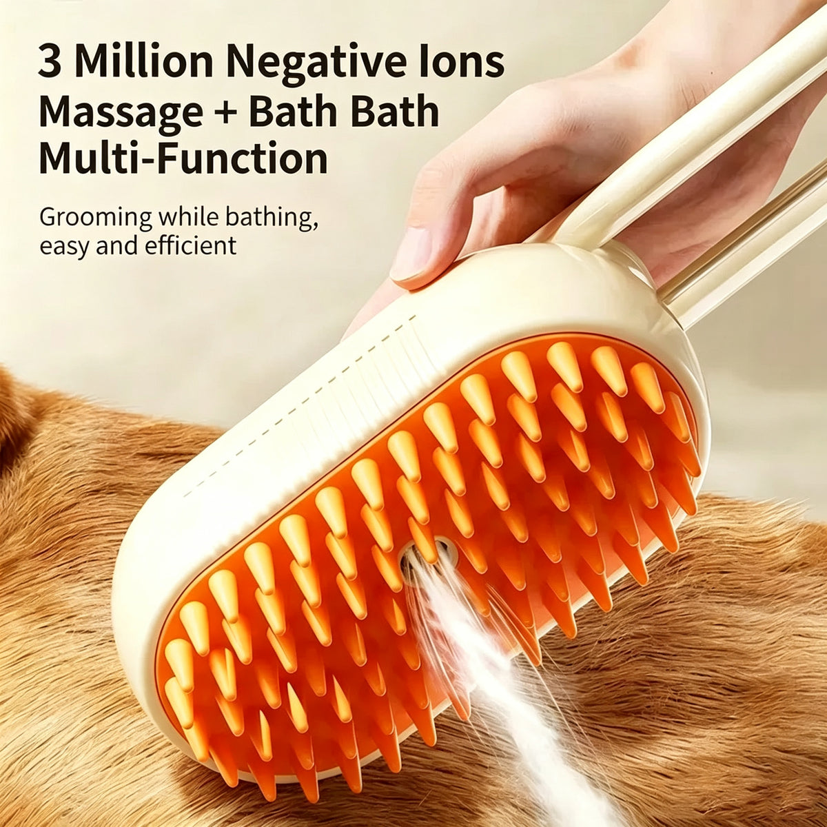 Pet Steam Comb for Dogs & Cats - Anti-Static Grooming Brush