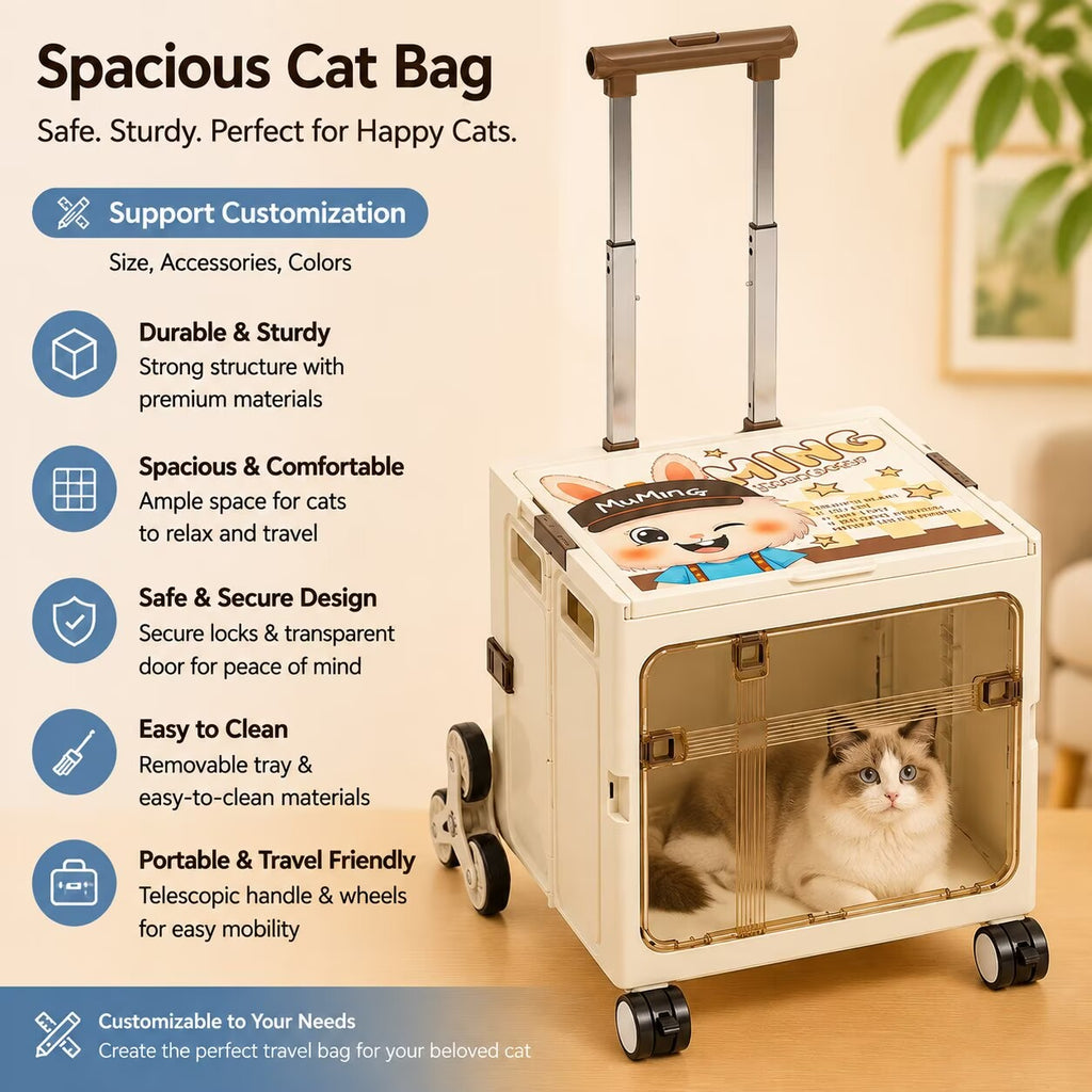 Collapsible Pet Trolley Box,Convenient Outdoor Travel Home for Cats & Small Dogs