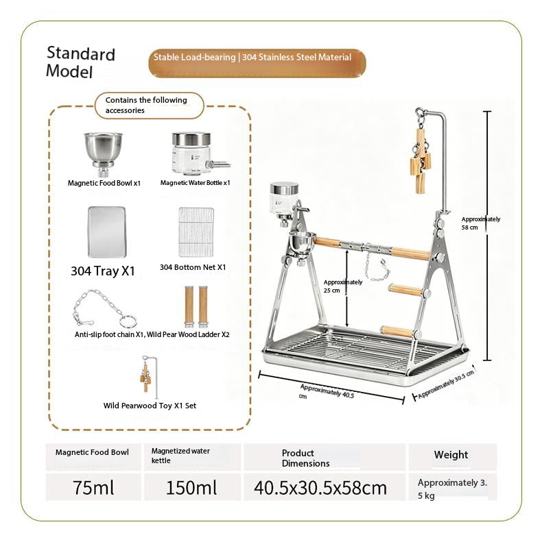 Aluminum Double Parrot Stand for 2 Medium Conure Parrots