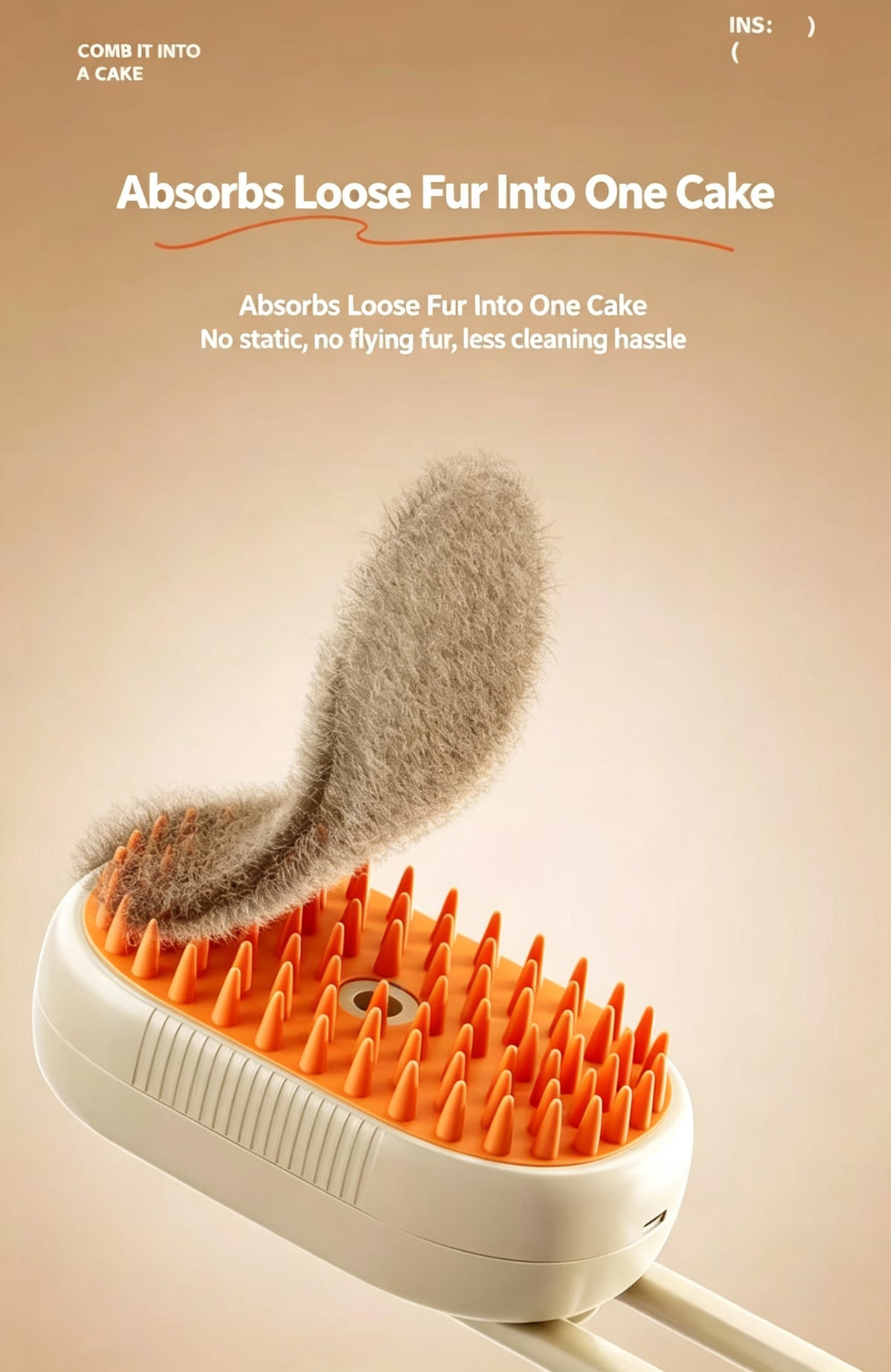 Pet Steam Comb for Dogs & Cats - Anti-Static Grooming Brush