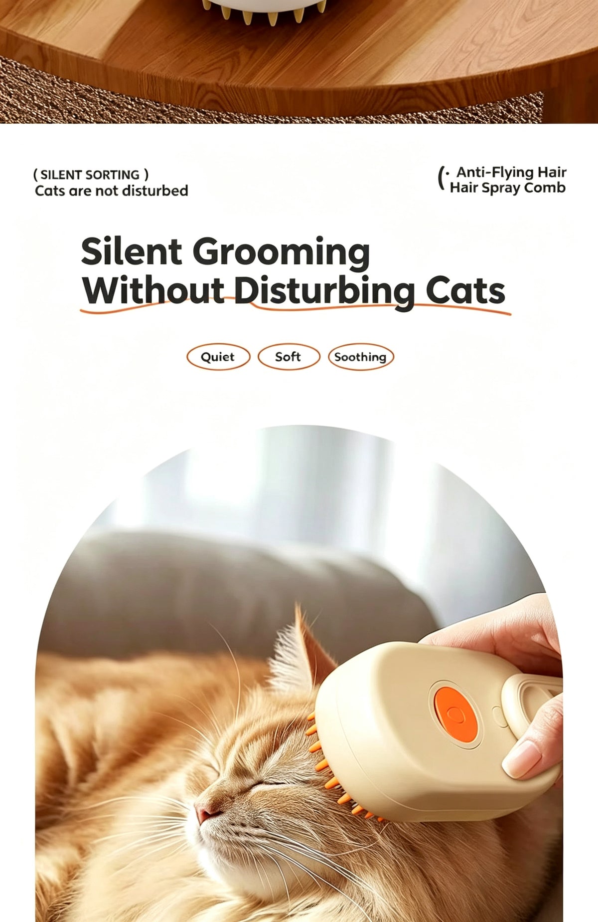 Pet Steam Comb for Dogs & Cats - Anti-Static Grooming Brush
