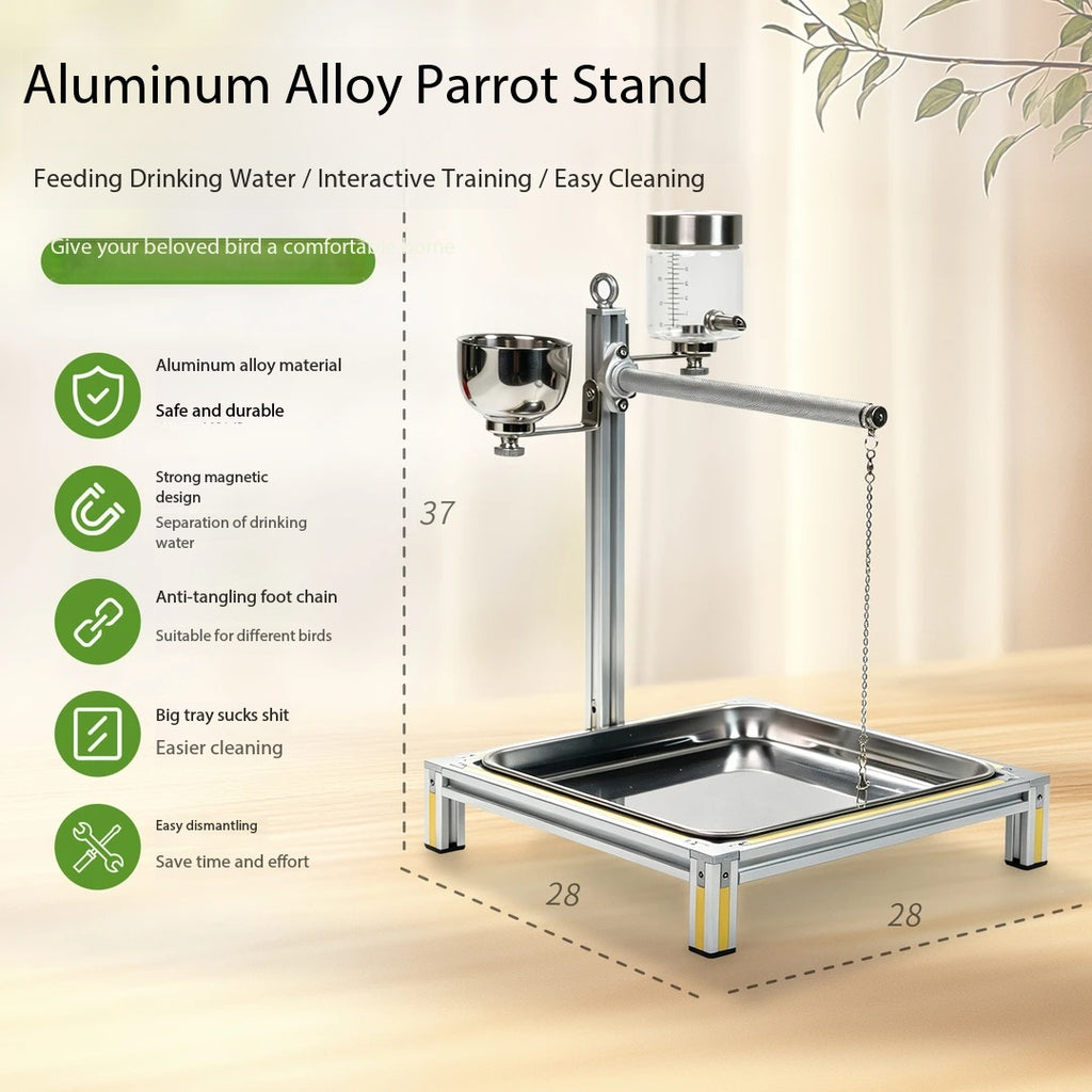 Dual Bird Aluminum Perch Stand | Sun Conure Monk Parakeet Use