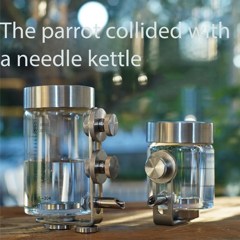 Leakproof Parrot Needle Water Bottle, Adjustable Screw Mount Glass Bird Water Dispenser, BPA Free Bird Cage Hanging Water Feeder