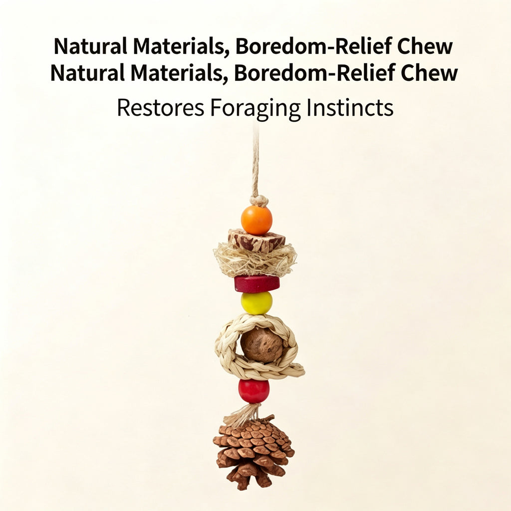 Parrot toy gnawing and biting to relieve boredom, grinding mouth string, corn braid, pine cone, starfruit, silk gourd, web gnawing and biting string, tiger skin, Xuan Feng toy