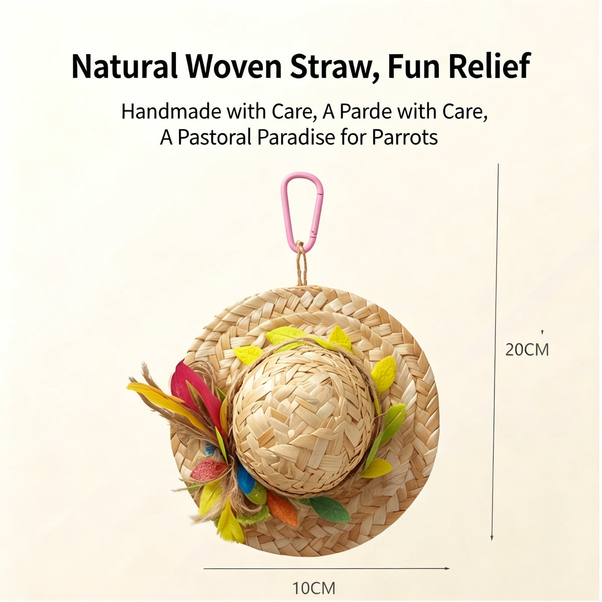 Parrot toys gnawing on straw hats, grinding their mouths to relieve boredom, trendy and trendy parrot bird toys