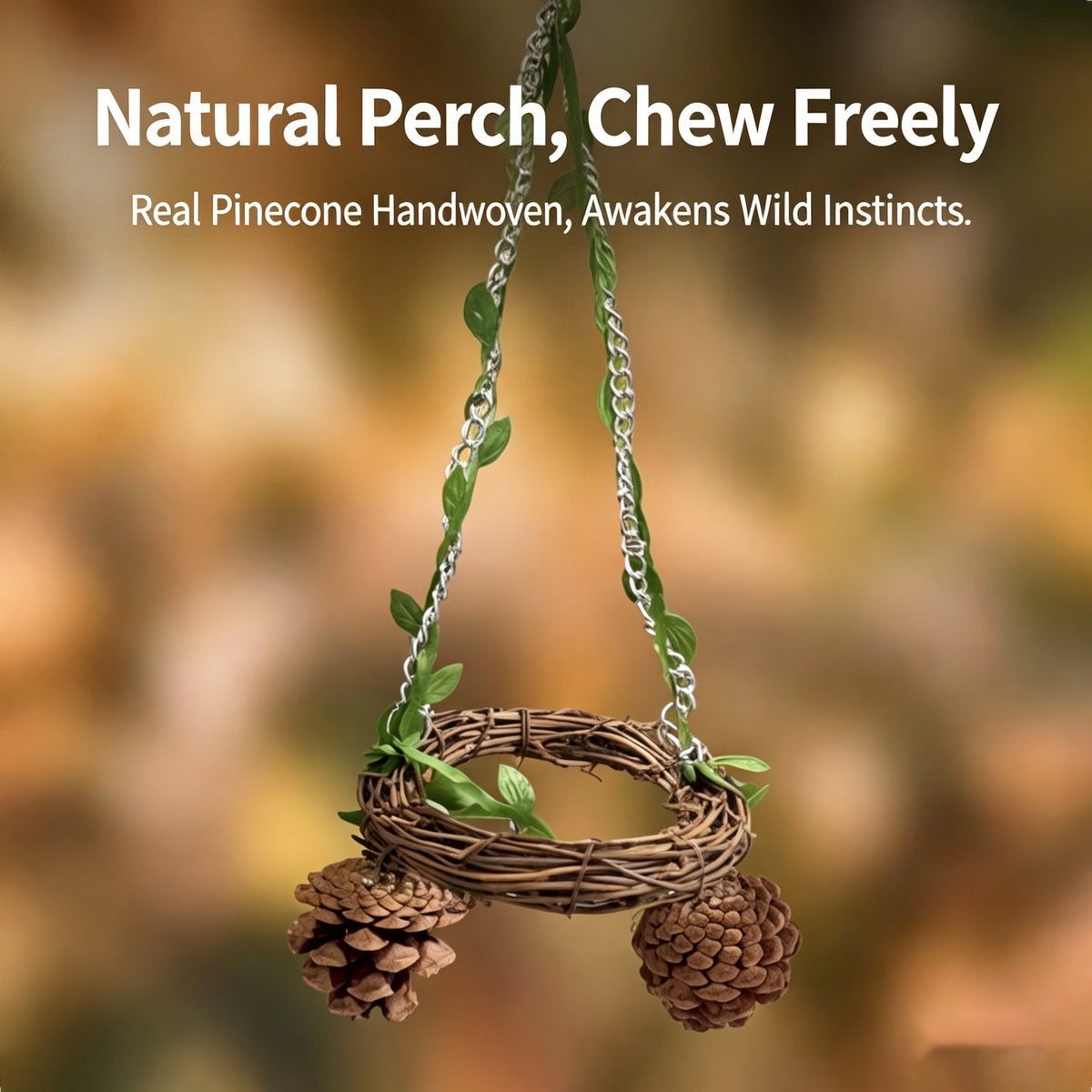 Parrot Bird Toy Handmade Vine Weaving Natural Pinecone Bird Swing Toy Tiger Skin Xuan Phoenix Peony Little Bird Bite Toy