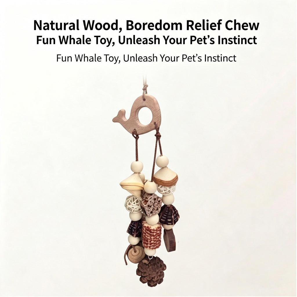 Parrot bird toy, wooden fruit gnawing toy, pine cone, corn cob, apple wood grinding mouth, stuffy bird toy