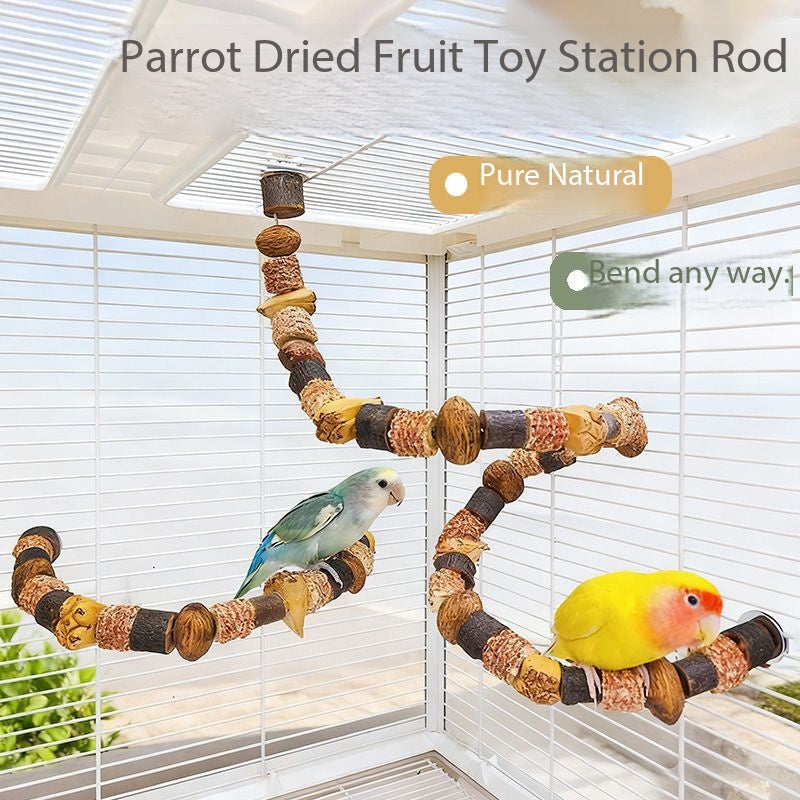 Bendable Natural Dried Fruit Parrot Perch Bird Chew Toy