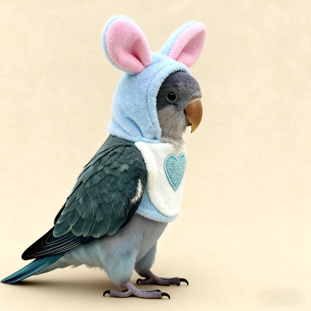 Bunny Ear Fleece Parrot Outfit, Warm Cute Bird Hoodie Costume for Small Medium Parrots