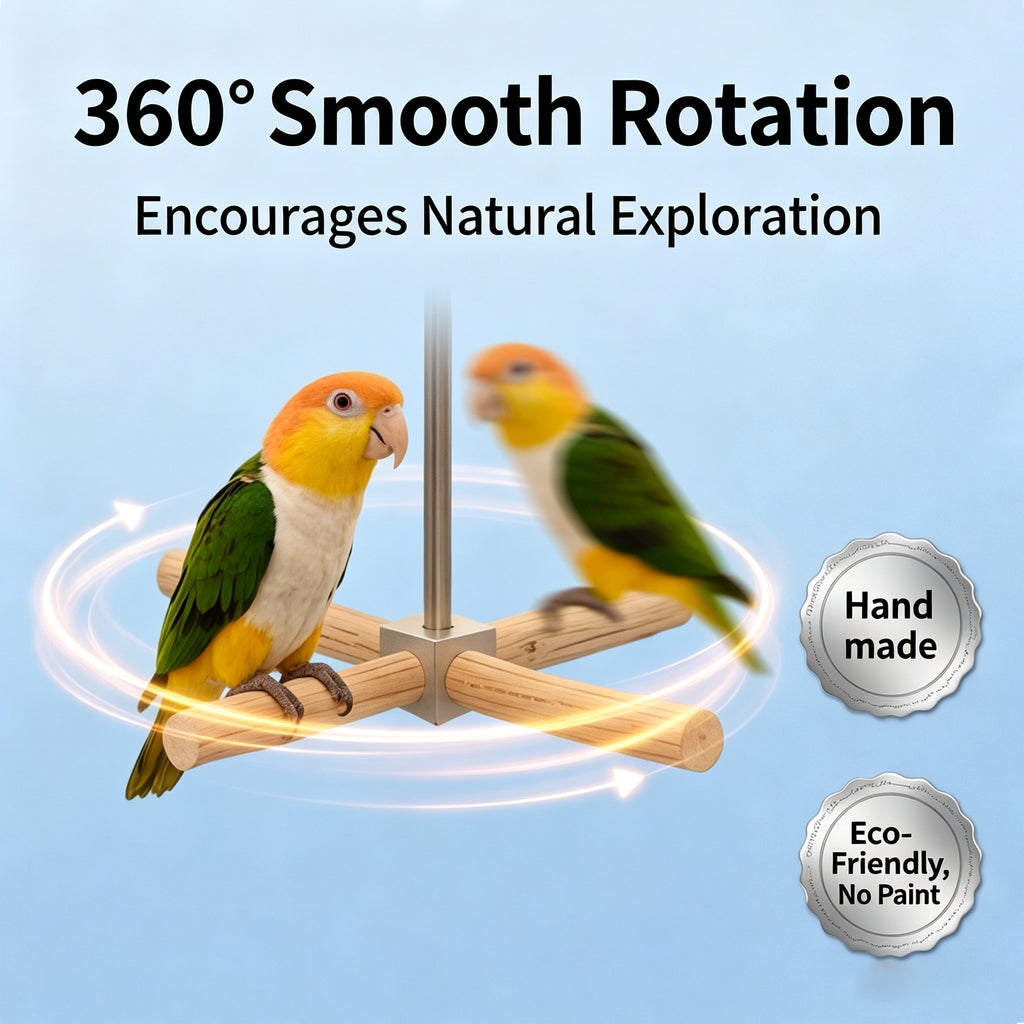 Parrot toy parrot spinning swing windmill toy wild pear wood bite resistant stainless steel stand puzzle bird toy