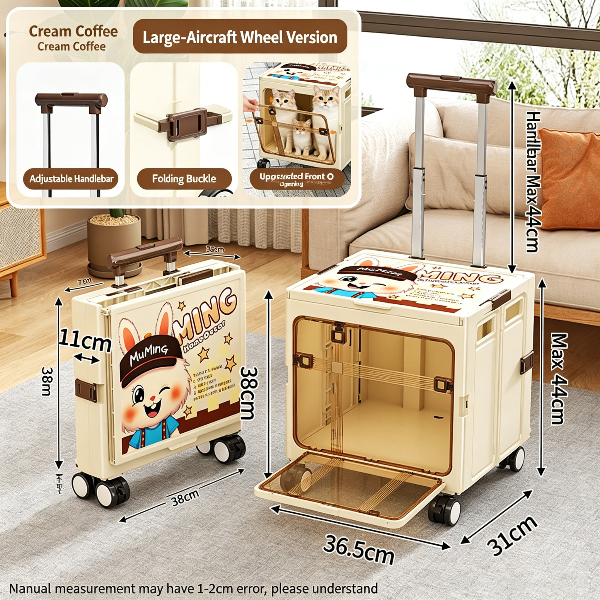 Collapsible Pet Trolley Box,Convenient Outdoor Travel Home for Cats & Small Dogs