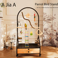 Arched Parrot Play Stand｜Rollable Bird Perch With Storage Drawer & Toy Hanging Area