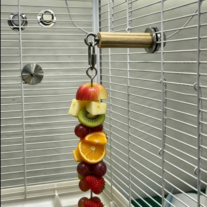 Parrot Fruit Holder Toy | Cage Hanging Fruit Stick, Let Birds Forage Naturally