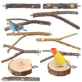 Parrot Natural Wood Perch Set, Bird Cage Stand Branches, Safe Chewing Grinding Toy for Small Medium Parrots Budgies Lovebirds