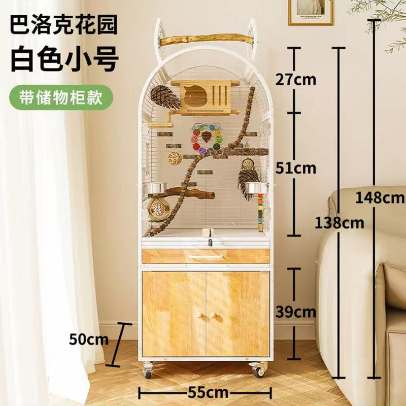 Unique Cat‑Ear Parrot Cage｜Spacious Indoor Bird Aviary With Easy‑Clean Drawer & Storage