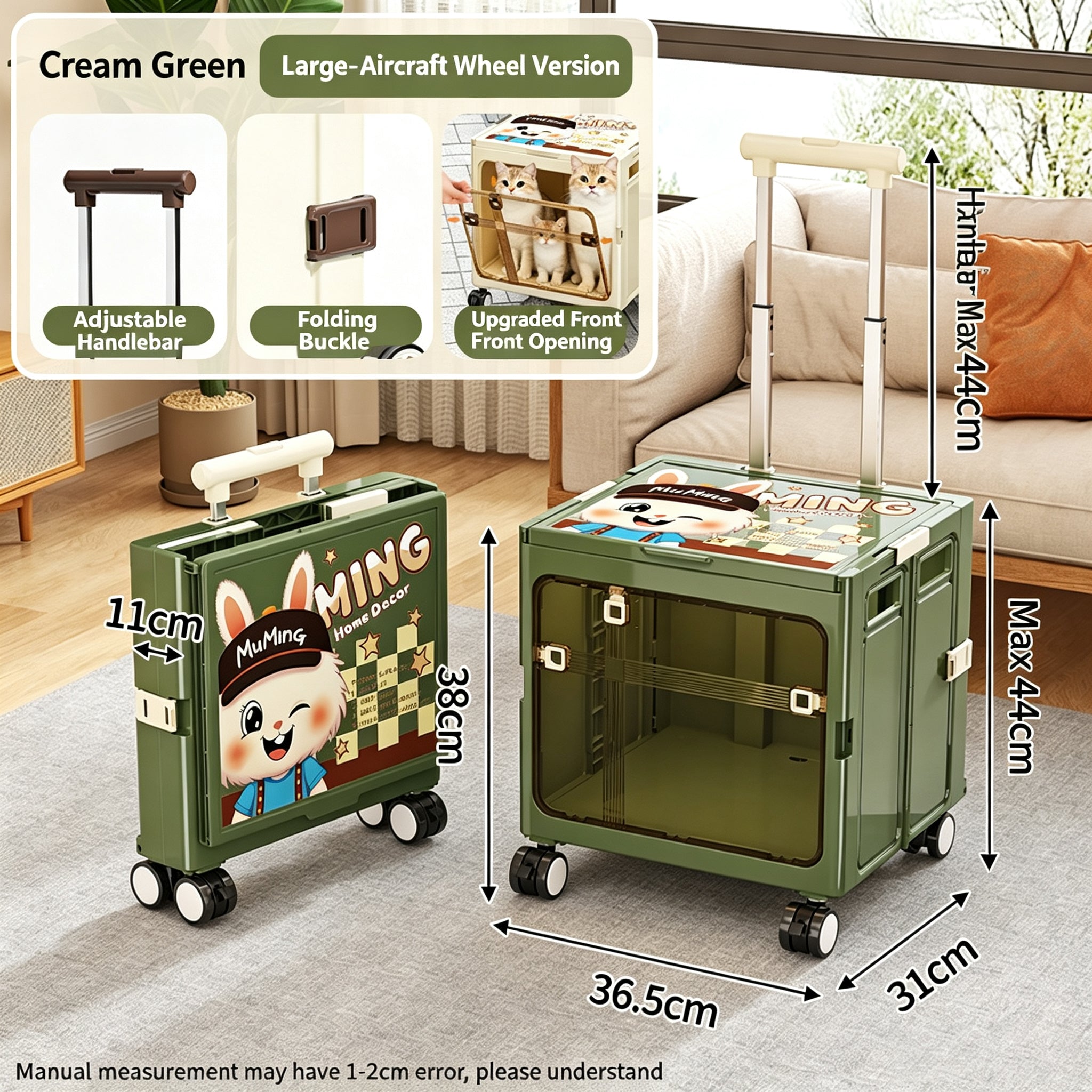 Collapsible Pet Trolley Box,Convenient Outdoor Travel Home for Cats & Small Dogs
