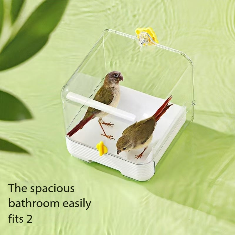 All-in-One Parrot External Box | Bathtub + Feeder + Resting Nest Save Cage Space