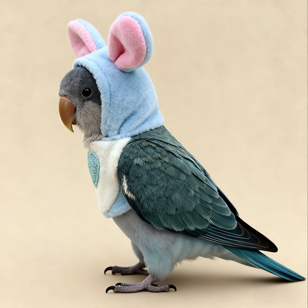 Bunny Ear Fleece Parrot Outfit, Warm Cute Bird Hoodie Costume for Small Medium Parrots