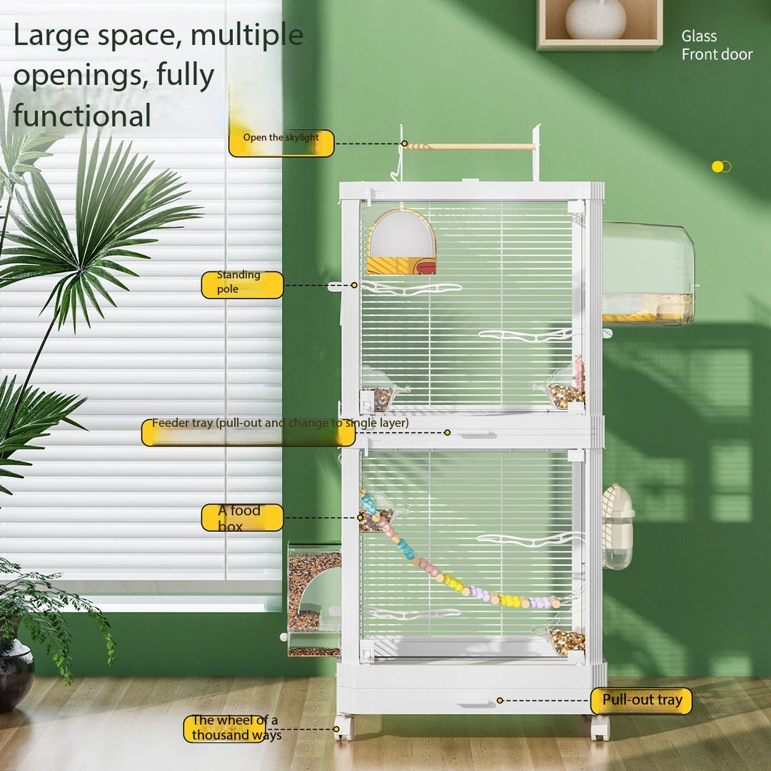 Styles In 1 Bird Cage, Single Or Double Layer Freely Convert For Your Parrots
