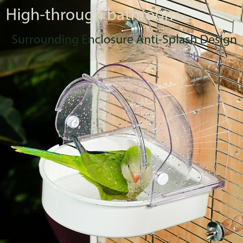 Dustproof Hanging Parrot Bathtub, Multi-functional Bird Cage Accessory