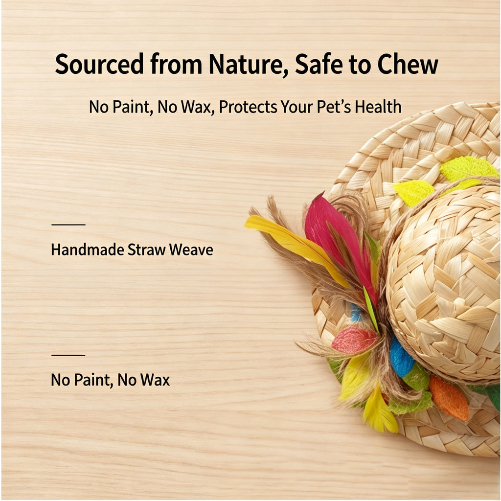 Parrot toys gnawing on straw hats, grinding their mouths to relieve boredom, trendy and trendy parrot bird toys