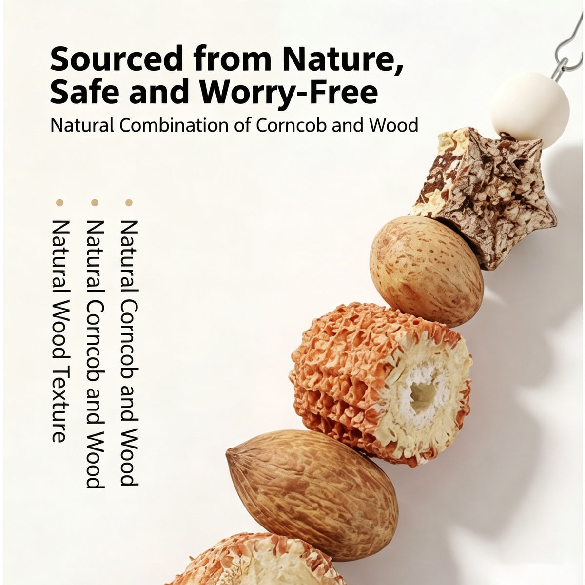 Parrot toy fruit gnawing corn cob, wood mango, starfruit grinding mouth to relieve boredom Parrot gnawing toy bird toy