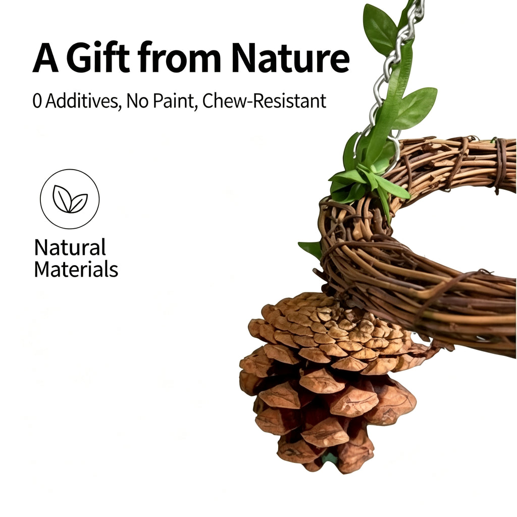 Parrot Bird Toy Handmade Vine Weaving Natural Pinecone Bird Swing Toy Tiger Skin Xuan Phoenix Peony Little Bird Bite Toy