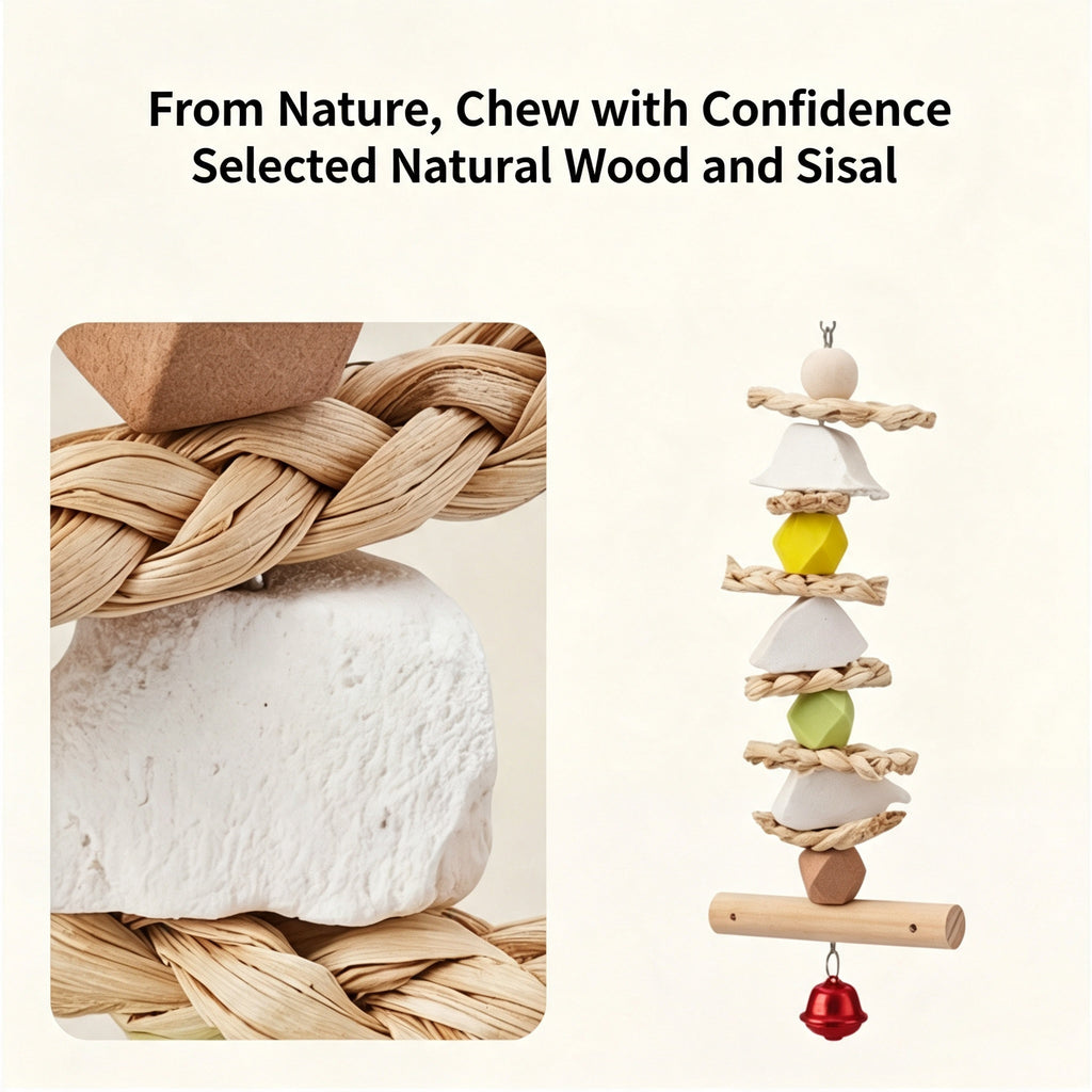 Parrot toy, cuttlefish bone, corn husk skewer, grinding mouth, biting and relieving boredom toy, peony tiger skin, Xuan Phoenix toy