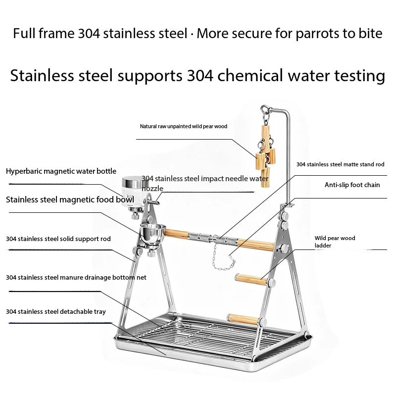 Aluminum Double Parrot Stand for 2 Medium Conure Parrots