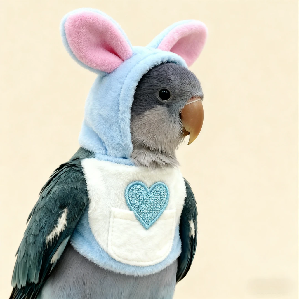 Bunny Ear Fleece Parrot Outfit, Warm Cute Bird Hoodie Costume for Small Medium Parrots