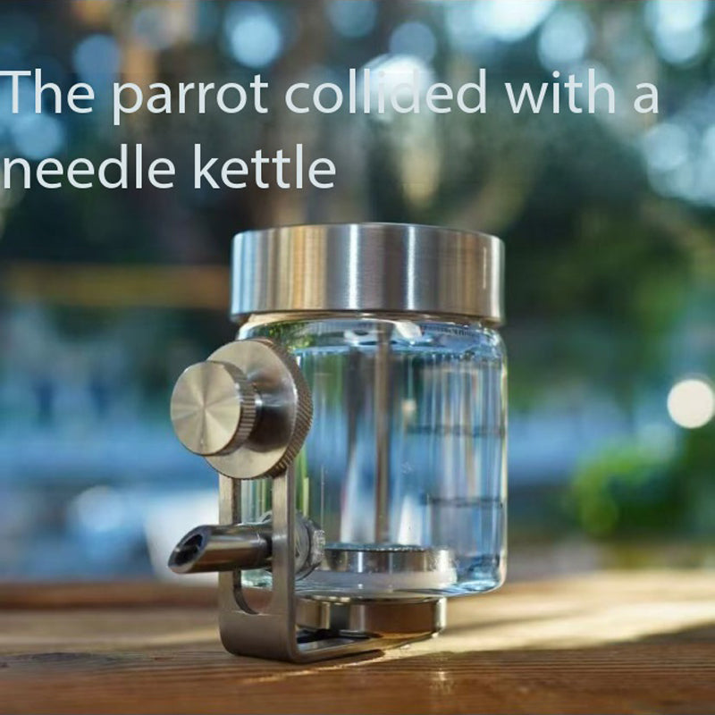 Leakproof Parrot Needle Water Bottle, Adjustable Screw Mount Glass Bird Water Dispenser, BPA Free Bird Cage Hanging Water Feeder