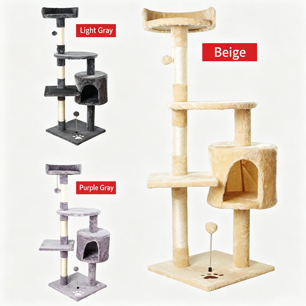 All-in-One Cat Tree Tower | Scratching Post, Condo Bed & Interactive Toys Combined