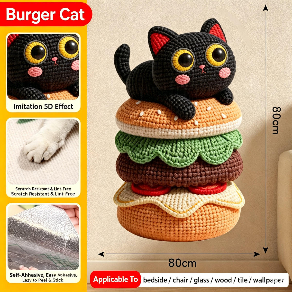 Wall Mount Cat Scratcher Board - Decorative Climbing Sticker