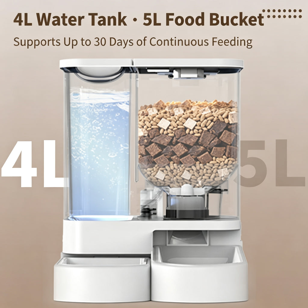 All-In-One Pet Feeder Station | Remote Feeding, Automatic Water Supply for Cats & Dogs