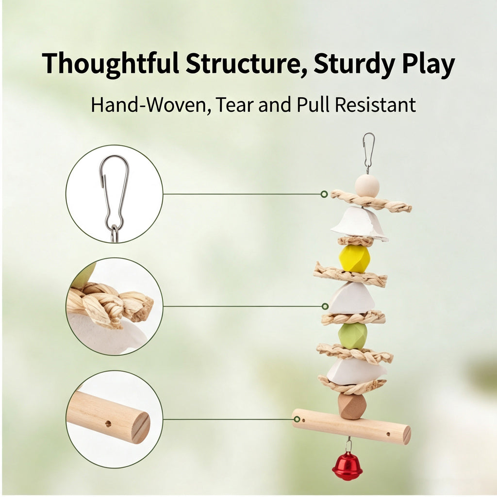 Parrot toy, cuttlefish bone, corn husk skewer, grinding mouth, biting and relieving boredom toy, peony tiger skin, Xuan Phoenix toy