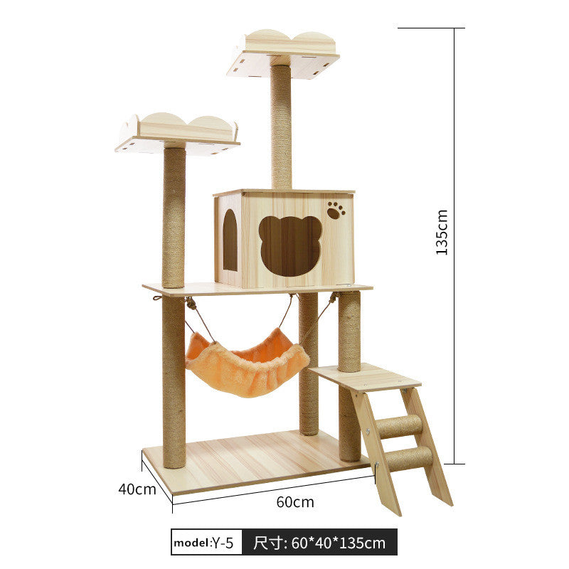 Heavy‑Duty Wooden Cat Tree｜Spacious Space Capsule Tower For Your Furry Friends