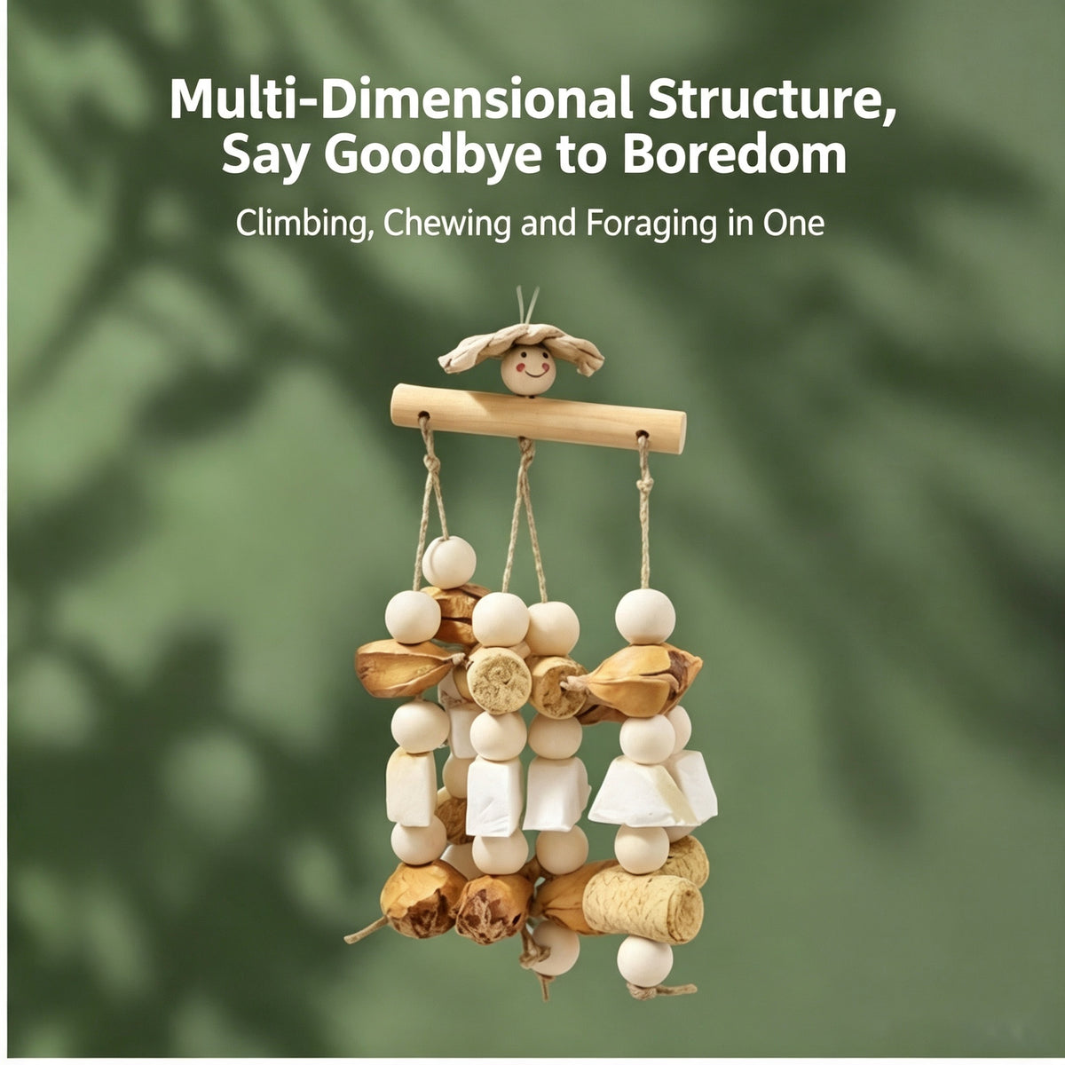 Parrot Bird Toy Explosive Cloth Fruit Solid Wood Ink Fish Bone Mountain Pineapple Parrot Bite Toy Bird Cage Accessories