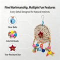 Hanging Natural Woven Bird Chew Toy, Parrot Enrichment Toy with Bells for Small & Medium Parrots