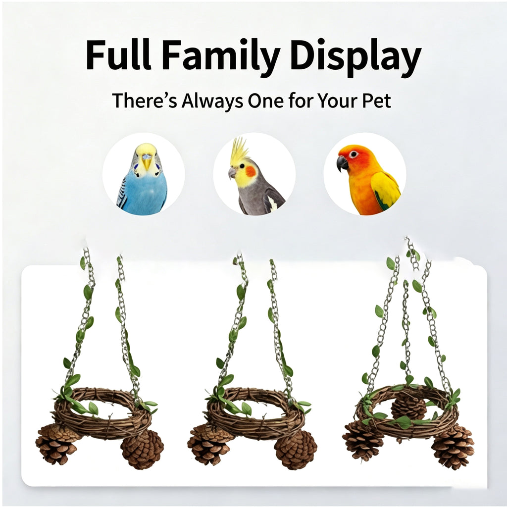 Parrot Bird Toy Handmade Vine Weaving Natural Pinecone Bird Swing Toy Tiger Skin Xuan Phoenix Peony Little Bird Bite Toy